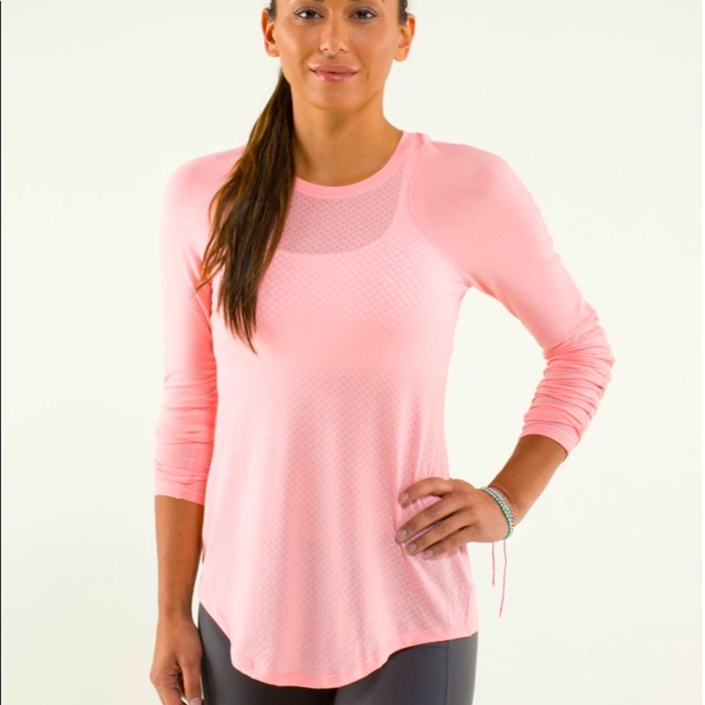 Lululemon 4 Digni Tee Pink/Bleached Coral Layering Light Tee